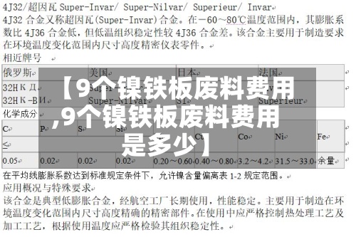 【9个镍铁板废料费用,9个镍铁板废料费用是多少】