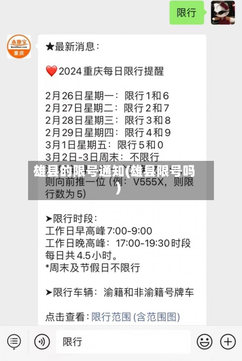 雄县的限号通知(雄县限号吗)-第2张图片
