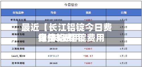 最近【长江铝锭今日费用走,长江铝锭费用今日铝费用行情1一】