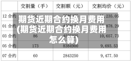 期货近期合约换月费用(期货近期合约换月费用怎么算)