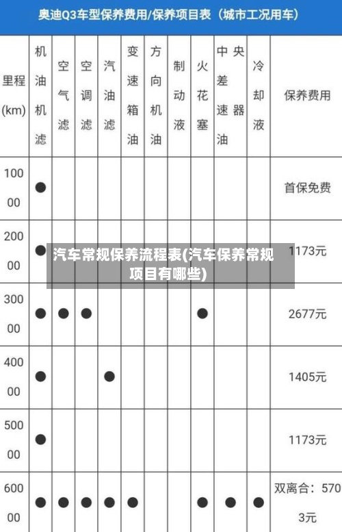 汽车常规保养流程表(汽车保养常规项目有哪些)