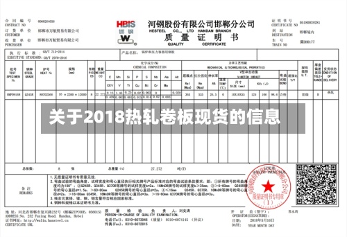 关于2018热轧卷板现货的信息