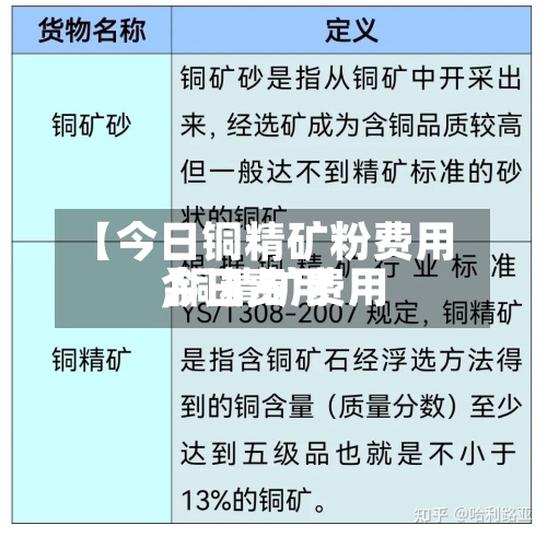 【今日铜精矿粉费用,铜精矿费用今日费用】