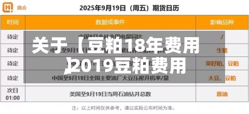 关于【豆粕18年费用,2019豆粕费用】